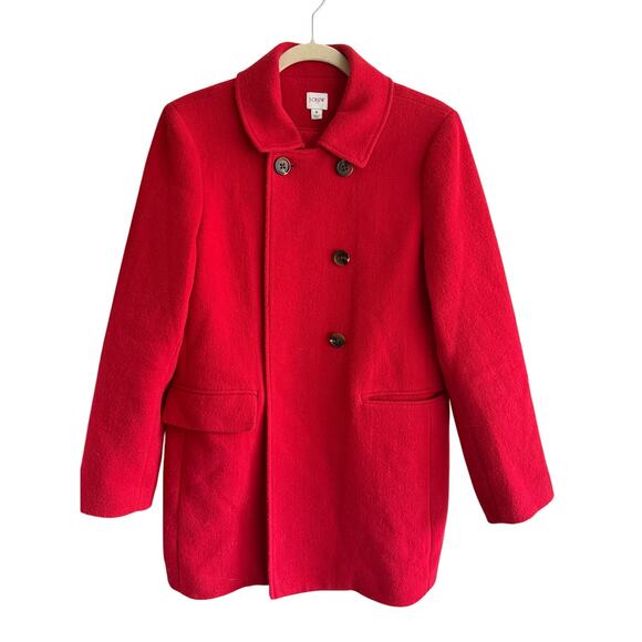 J.Crew Women’s Red Wool Blend Peacoat Size 8 classic preppy - Picture 4 of 9